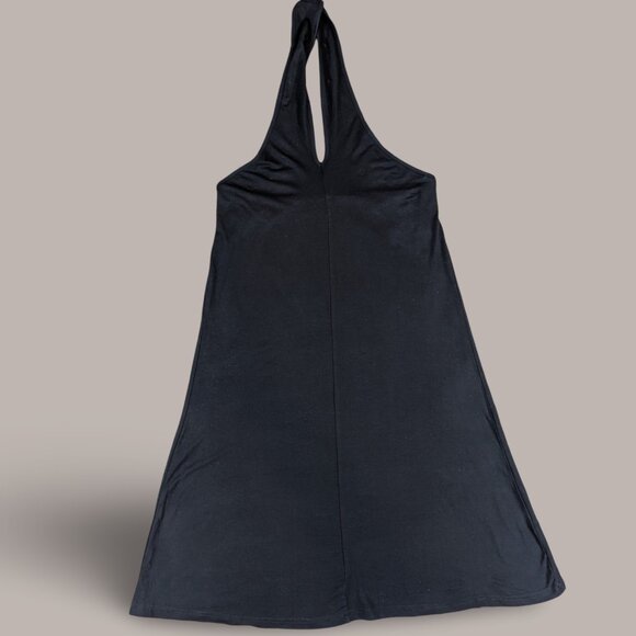 Black Knit Knee Length Halter Dress - Small - Picture 3 of 6